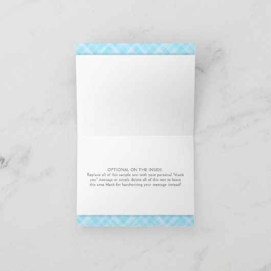 可愛いテディベアとボウタイ赤ちゃんシャワーありがとう サンキューカード (内部)