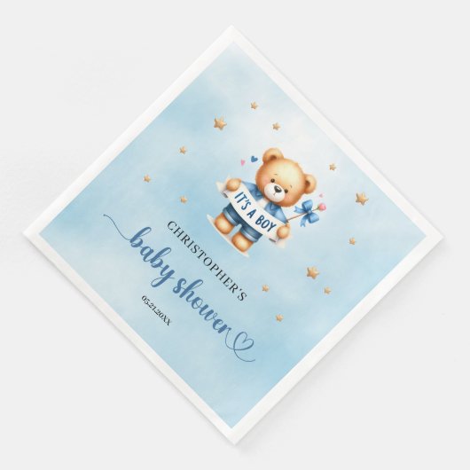 可愛いテディベアとリボンは男の子の赤ちゃんシャワー (コーナー)