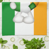 可愛いテディベアと大きなアイルランドハート キッチンタオル (折り畳み)