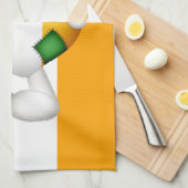 可愛いテディベアと大きなアイルランドハート キッチンタオル (四つ折り)