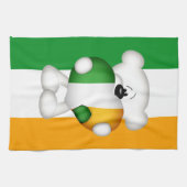 可愛いテディベアと大きなアイルランドハート キッチンタオル (横)