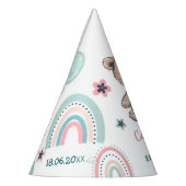 可愛いテディベアと第1の誕生日パーティーハット。 パーティーハット (左)