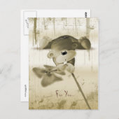 可愛いテディベアと花 – ポストカード (正面/裏面)