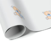 可愛いテディベアのギフトラップ入りパステルブルー ラッピングペーパー (ロールコーナー)