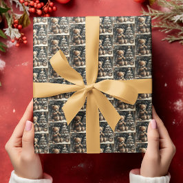 可愛いテディベアのクリスマスドロップ小タイル ラッピングペーパー