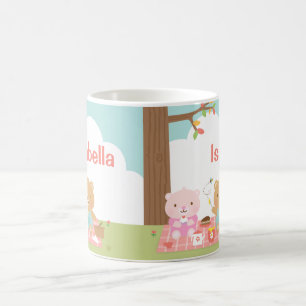 可愛いテディベアのピクニックパーティー 子供のためのアウトドア コーヒーマグカップ