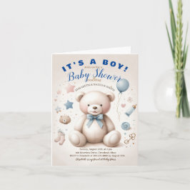 可愛いテディベアのフラットアナウンスメントカード 案内状