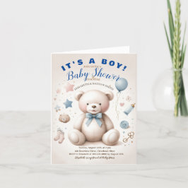 可愛いテディベアのフラットアナウンスメントカード 案内状