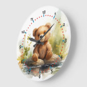 可愛いテディベアの大きな壁のクロック可愛い ラージ壁時計 (傾斜)