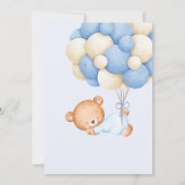 可愛いテディベアの水の色の男の子1st誕生日パーティー 招待状 (裏面)