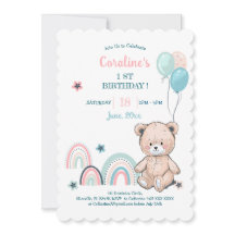 可愛いテディベアの誕生日招待状1日。