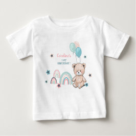 可愛いテディベアの誕生日Tシャツ。 ベビーTシャツ