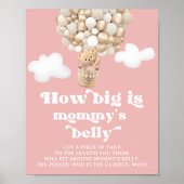 可愛いテディベアの風船ママの腹の大きさ ポスター (正面)