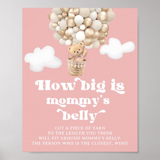 可愛いテディベアの風船ママの腹の大きさ ポスター (正面)