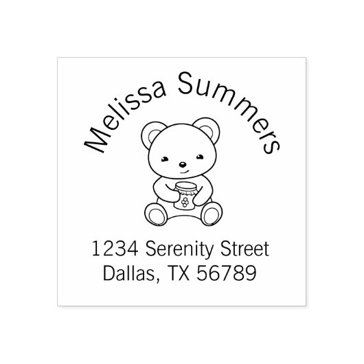可愛いテディベアはちみつ瓶のアーチアドレスを保持 ラバースタンプ (インプリント)