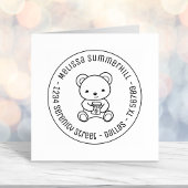 可愛いテディベアはちみつ瓶の丸い住所を持っている セルフインキングスタンプ