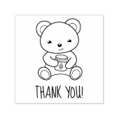 可愛いテディベアはちみつ瓶を持ってありがとう セルフインキングスタンプ (デザイン)