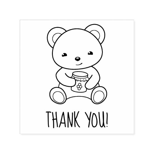 可愛いテディベアはちみつ瓶を持ってありがとう セルフインキングスタンプ (デザイン)