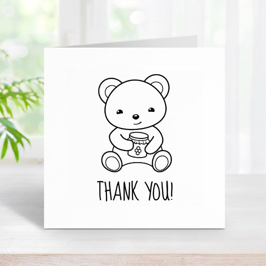 可愛いテディベアはちみつ瓶を持ってありがとう ラバースタンプ