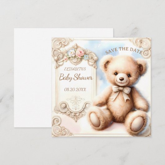 可愛いテディベアは日付を保存 (正面/裏面)