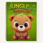 可愛いテディベアよくはしゃぐサファリ動物園フォレストグリーン🧸 ノートブック (正面)