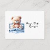 可愛いテディベアインブルーベッドベビーブックリクエスト エンクロージャーカード (裏面)