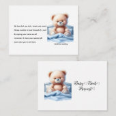 可愛いテディベアインブルーベッドベビーブックリクエスト エンクロージャーカード (正面/裏面)