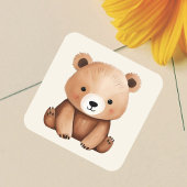 可愛いテディベアウォーター色ベビーウッドランドアニマルズ スクエアシール