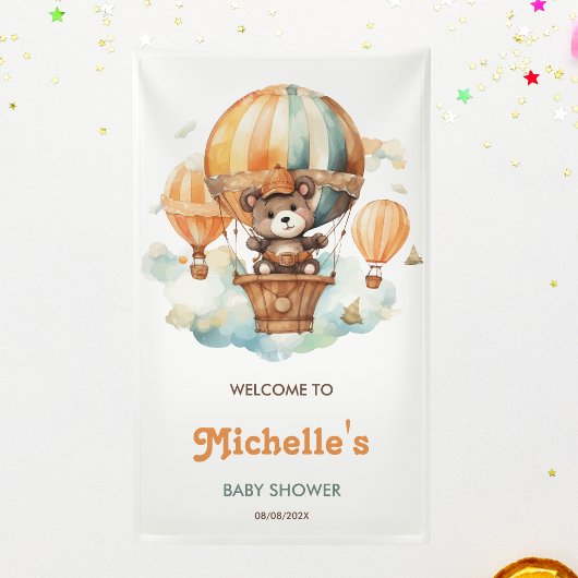 可愛いテディベアウッドランドバルーン水彩動物 横断幕