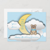 可愛いテディベアオンザムーン誕生日はがき シーズンポストカード (正面/裏面)