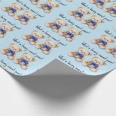 可愛いテディベアカスタムツインボーイズ赤ちゃんシャワー ラッピングペーパー (角)