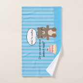 可愛いテディベアキッズおもしろいジョーク バスタオルセット (ハンドタオル)