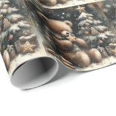 可愛いテディベアクリスマスシンプル大タイル ラッピングペーパー (ロールコーナー)