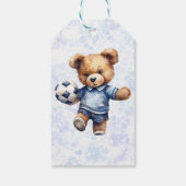 可愛いテディベアサッカー誕生日パーティーありがとう ギフトタグ (裏面)