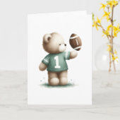 可愛いテディベアサッカー選手の挨拶空白の会 カード (黄色い花)