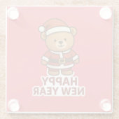 可愛いテディベアサンタハッピーニューイヤーシール ガラスコースター (裏面)