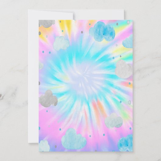 可愛いテディベアスターズ雲絞り染め赤ちゃんシャワー 招待状 (裏面)