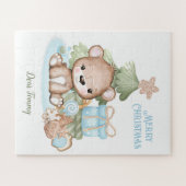 可愛いテディベアパーソナライズされたクリスマス ジグソーパズル (横)