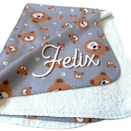 可愛いテディベアパーソナライズされた模様 シェルパブランケット