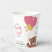 可愛いテディベアピンクと金ゴールドバルーン赤ちゃんシャワー 紙コップ (裏面)