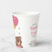 可愛いテディベアピンクと金ゴールドバルーン赤ちゃんシャワー 紙コップ (左)