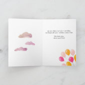 可愛いテディベアピンクバルーン女の子誕生日カード カード (内部)