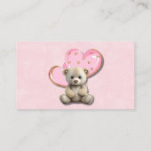 可愛いテディベアピンク金ゴールドバルーンおむつラッフル 名刺 (裏面)