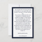 可愛いテディベアブライダル結婚カップル感謝していのあなた サンキューカード (裏面)