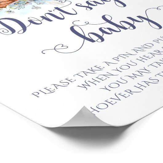 可愛いテディベアブルーバルーン言わないベビーゲーム ポスター (角)