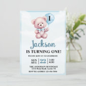 可愛いテディベアボーイ誕生日パーティー 招待状 (スタンド正面)