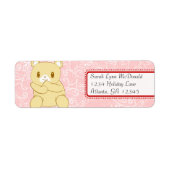 可愛いテディベアレッドピンクドット&ハート ラベル (正面)