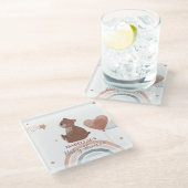 可愛いテディベアーアフリカ系アメリカ人の男の子のベビーシャワー ガラスコースター (アングル)