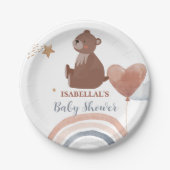 可愛いテディベアーアフリカ系アメリカ人の男の子のベビーシャワー ペーパープレート (正面)