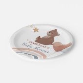 可愛いテディベアーアフリカ系アメリカ人の男の子のベビーシャワー ペーパープレート (アングル)